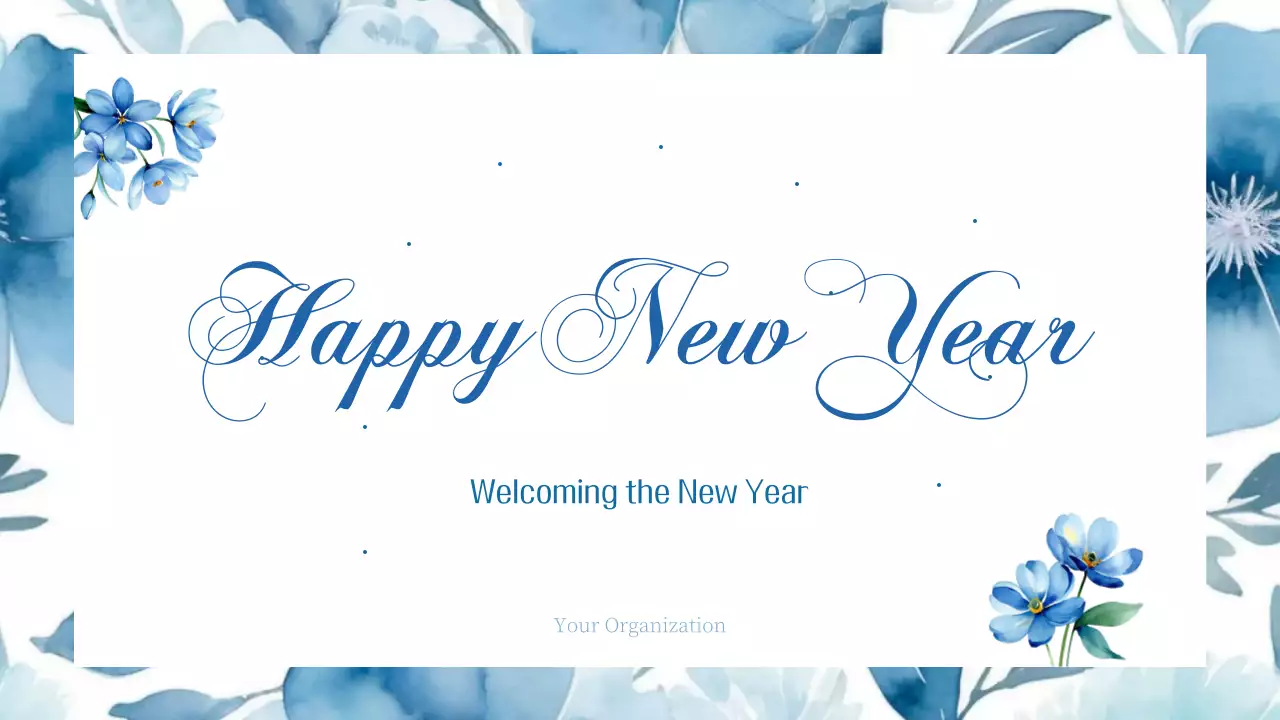 블루 엘레강트 새해 카드 프레젠테이션