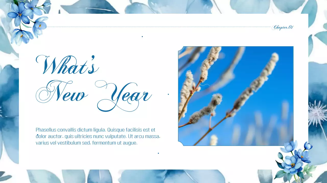 블루 엘레강트 새해 카드 프레젠테이션