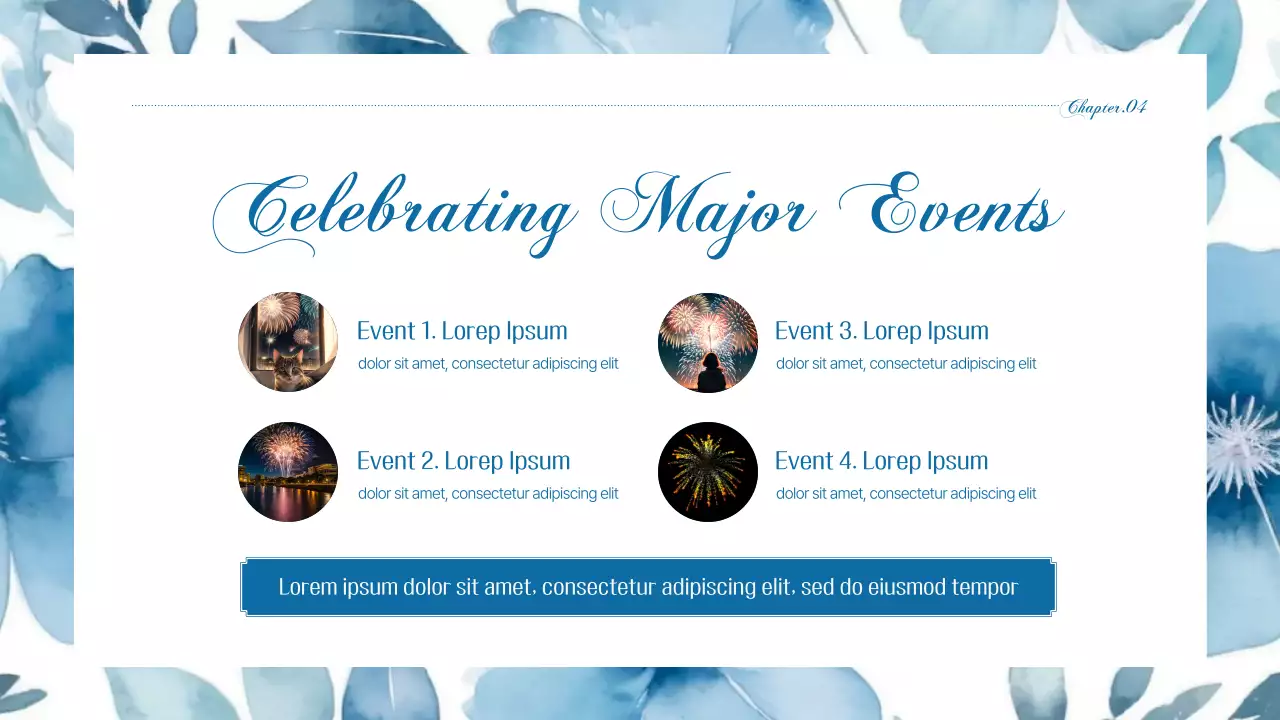 블루 엘레강트 새해 카드 프레젠테이션