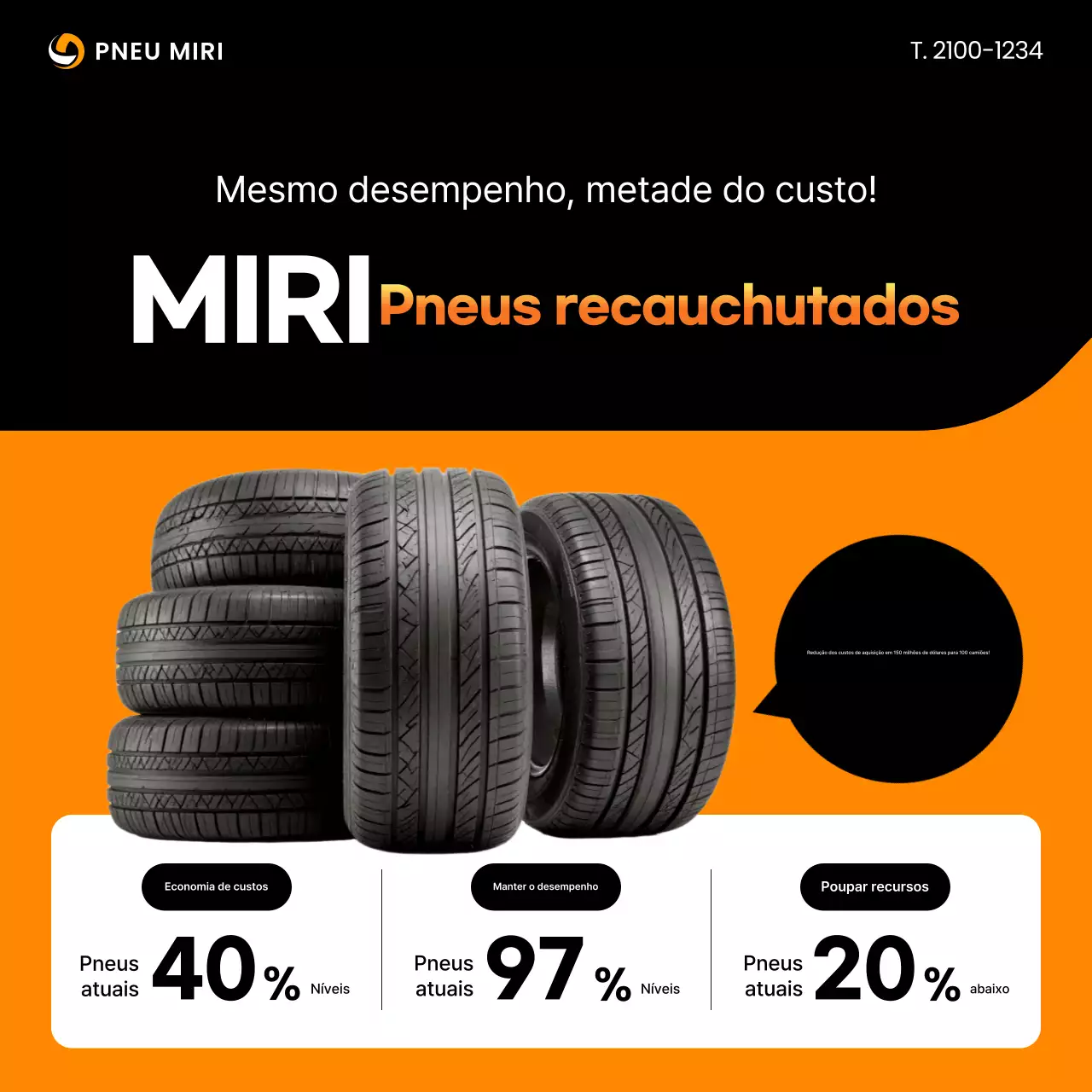 Anúncio de pneus recauchutados Orange Modern