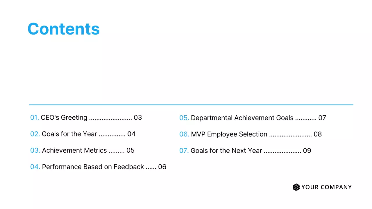 A simple light blue and white earnings report introduction