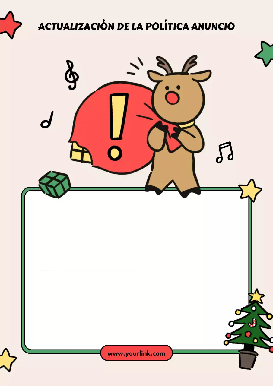 Póster de anuncio de política navideña con dibujos animados en color beige