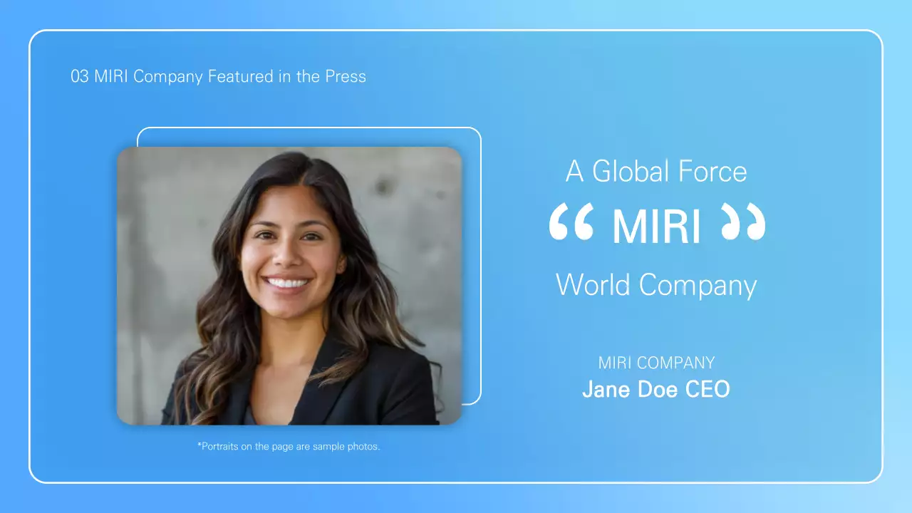 Minimalist business presentation in light blue and white