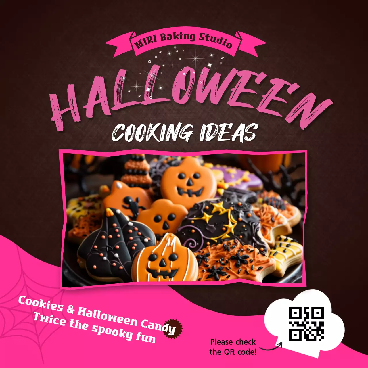 Baking Studio with photos in pink and brown two-tone