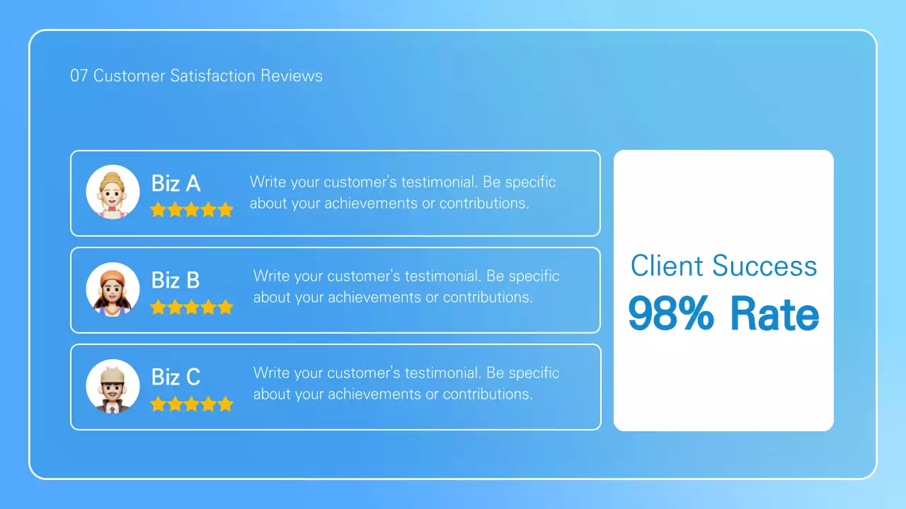 Minimalist business presentation in light blue and white