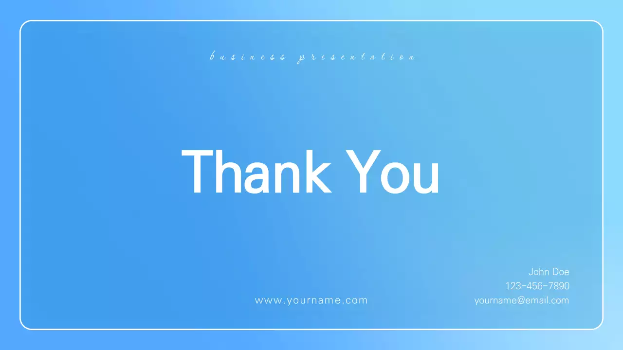 Minimalist business presentation in light blue and white