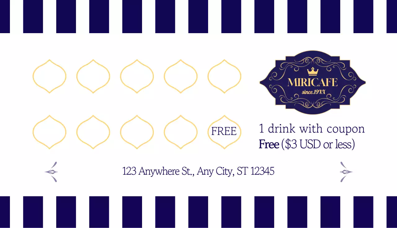 Navy Elegant Cafe Promotion Business Card