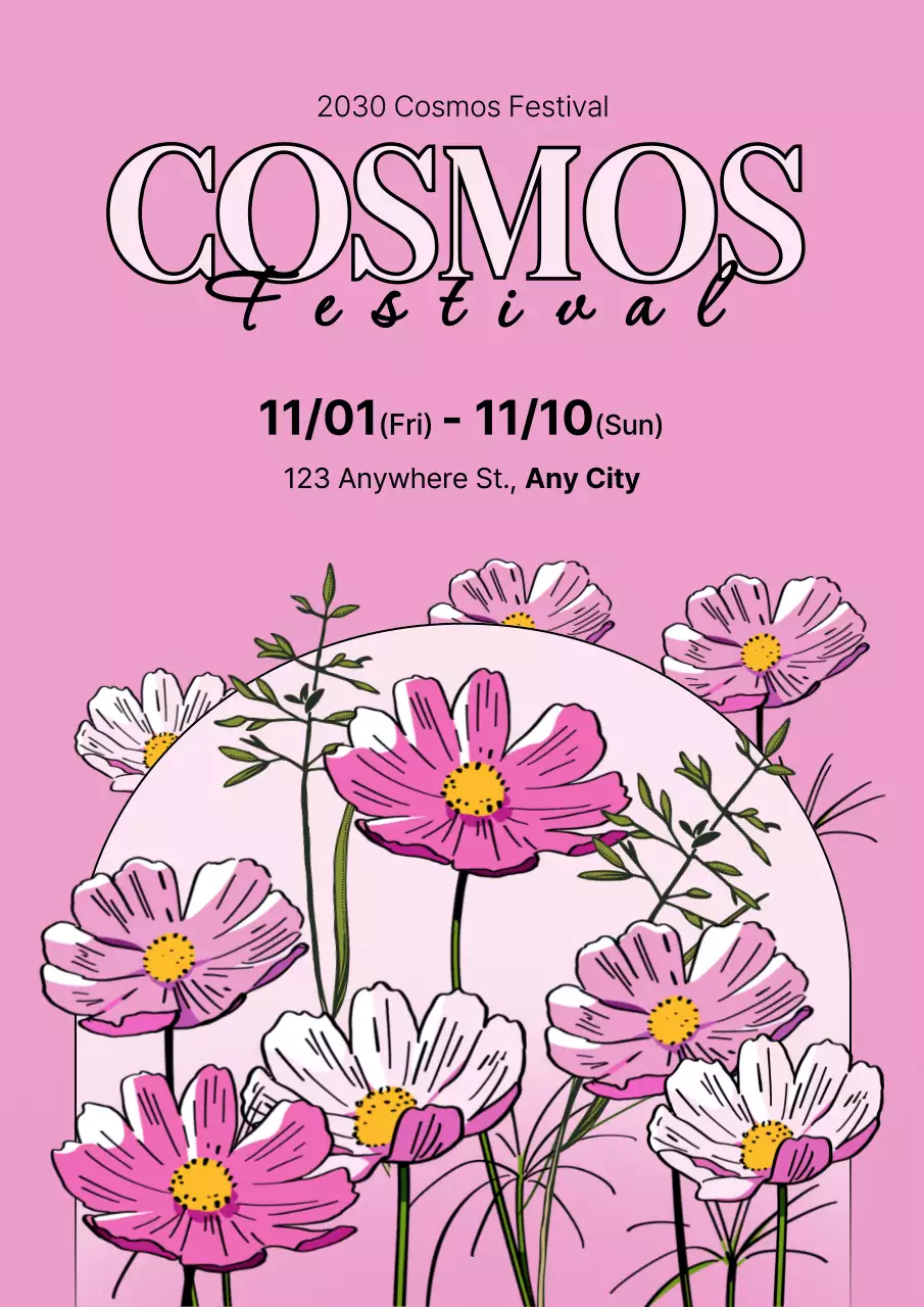 Pink Floral Festival Announcement Poster