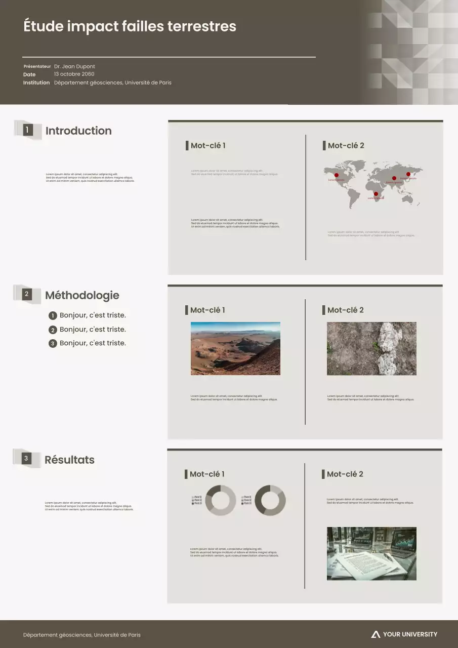 Affiche Web de présentation de géologie professionnelle grise