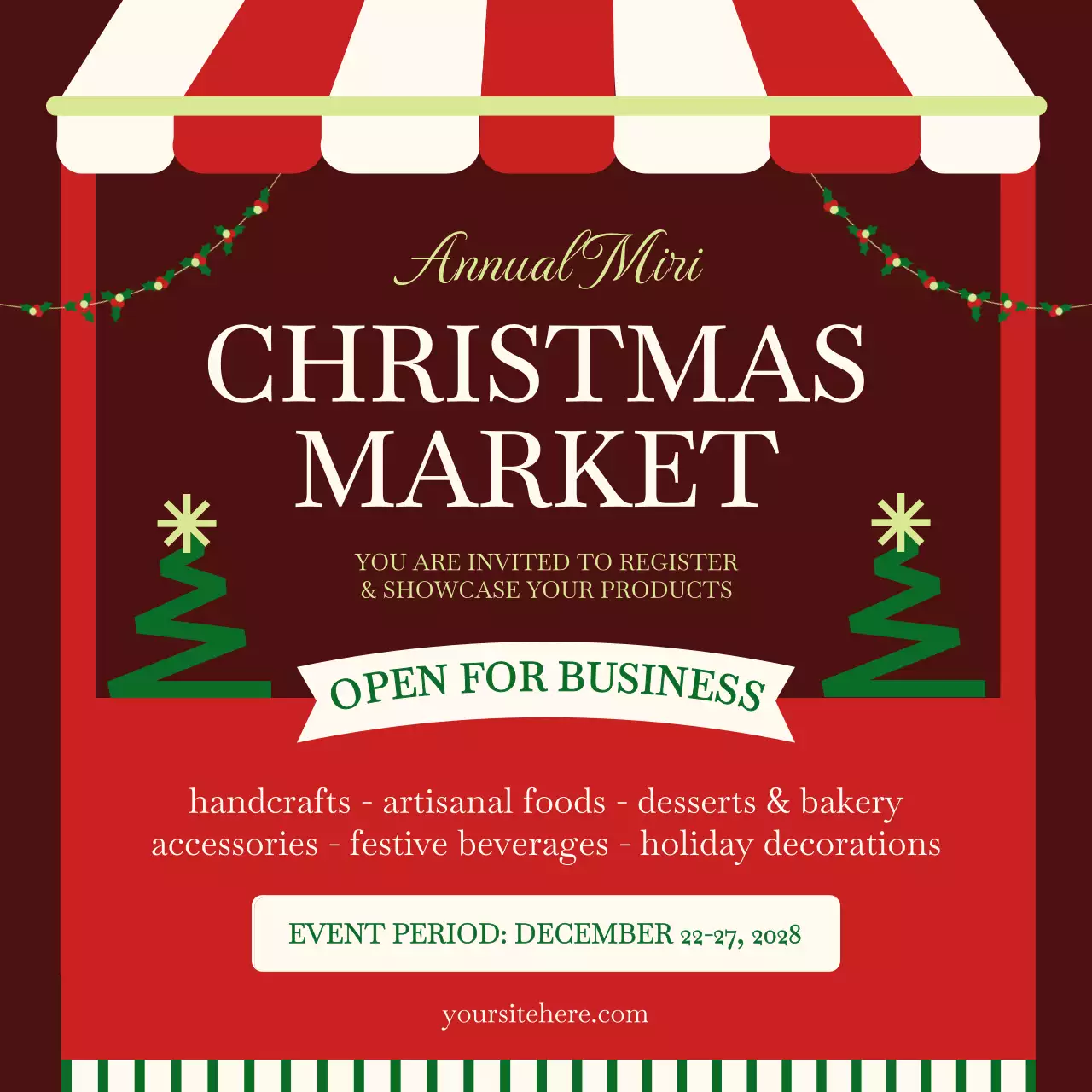 Red Traditional Christmas Invitation Social Media Post