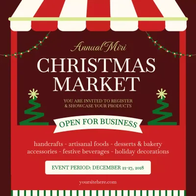 Red Traditional Christmas Invitation Social Media Post