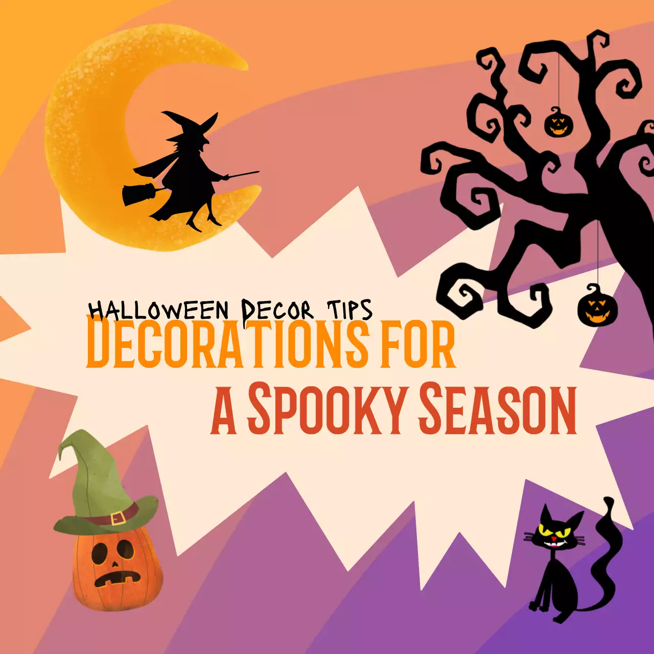 A Guide to Kitschy Halloween Decor in Purple and Orange