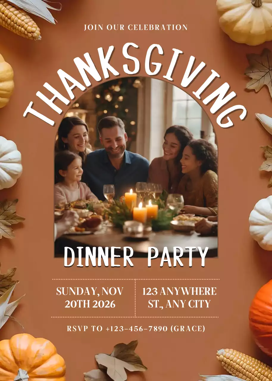 Brown Traditional Thanksgiving Invitation Poster