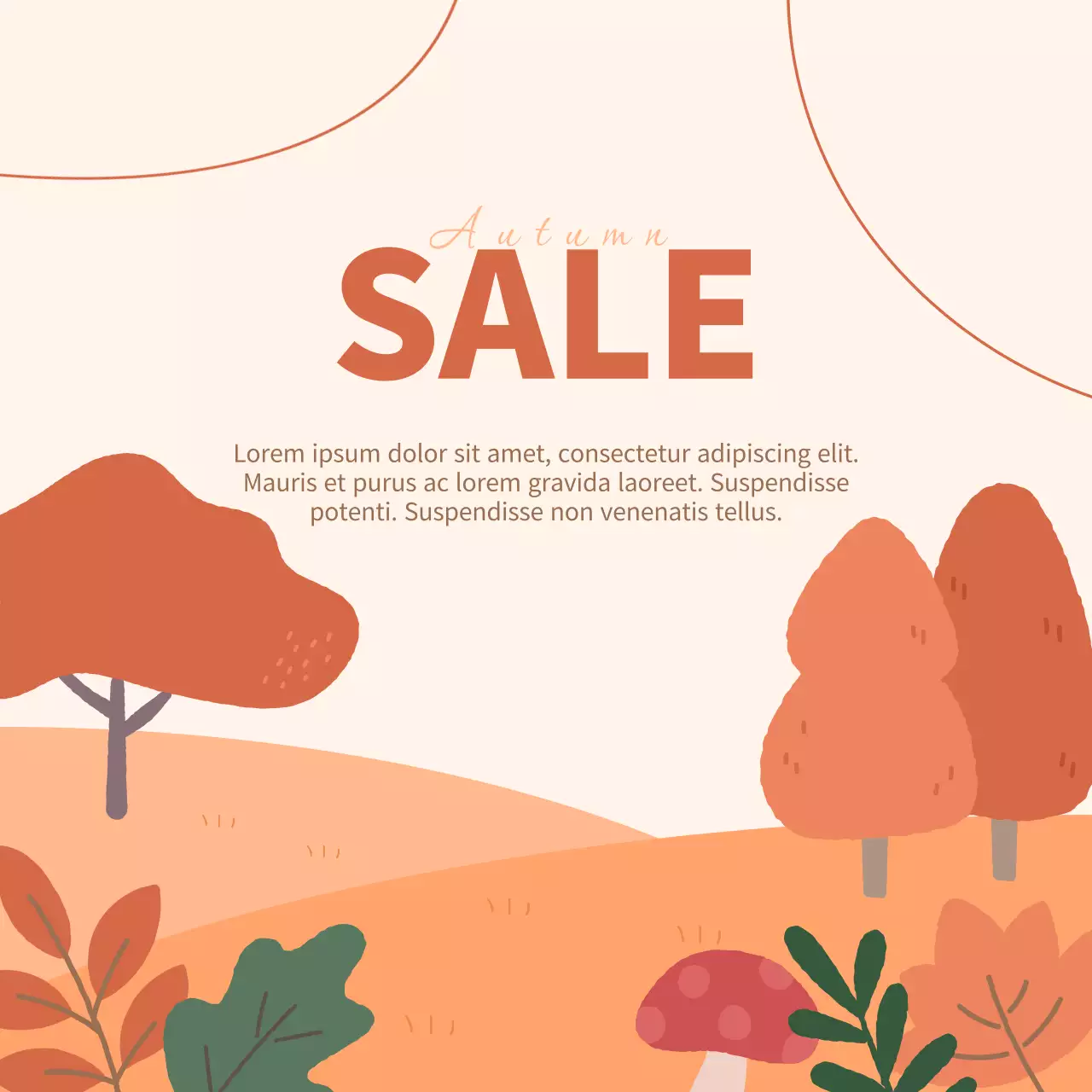 단풍나무와 나뭇잎이 있는 가을 세일 템플릿