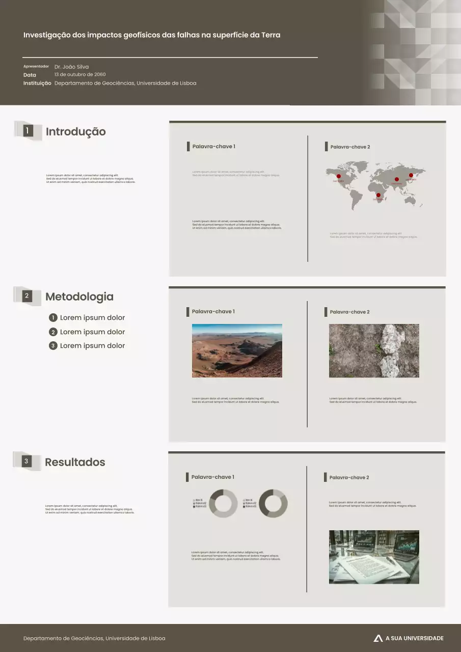 Pôster para apresentação online de geologia profissional da Grey