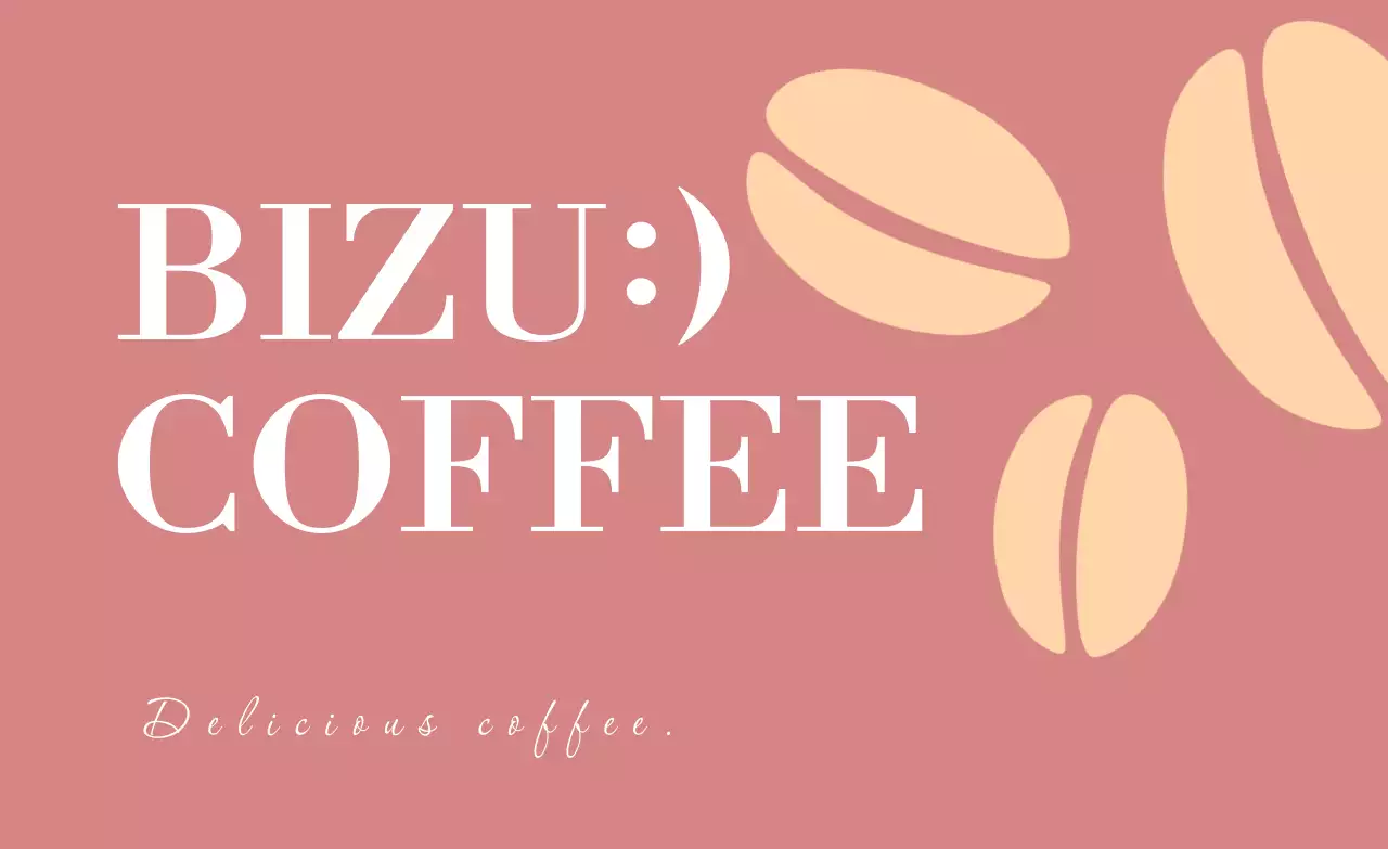 赤のライトブラウンと淡黄色のホワイトテキストのコーヒー豆のイラストで構成された、クラシックなカフェの宣伝。