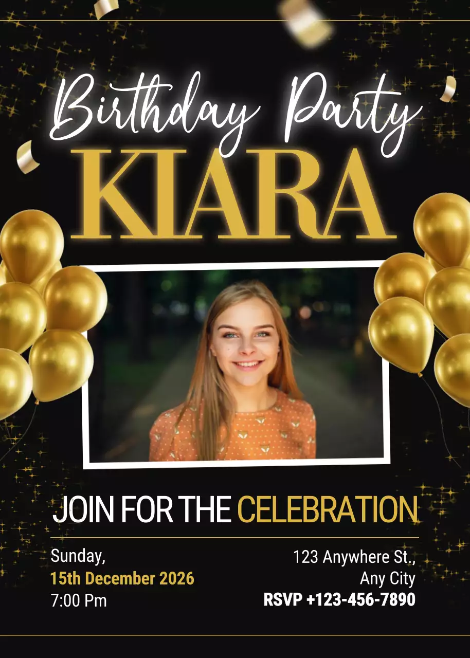 Thiệp mời tiệc sinh nhật Black Fancy