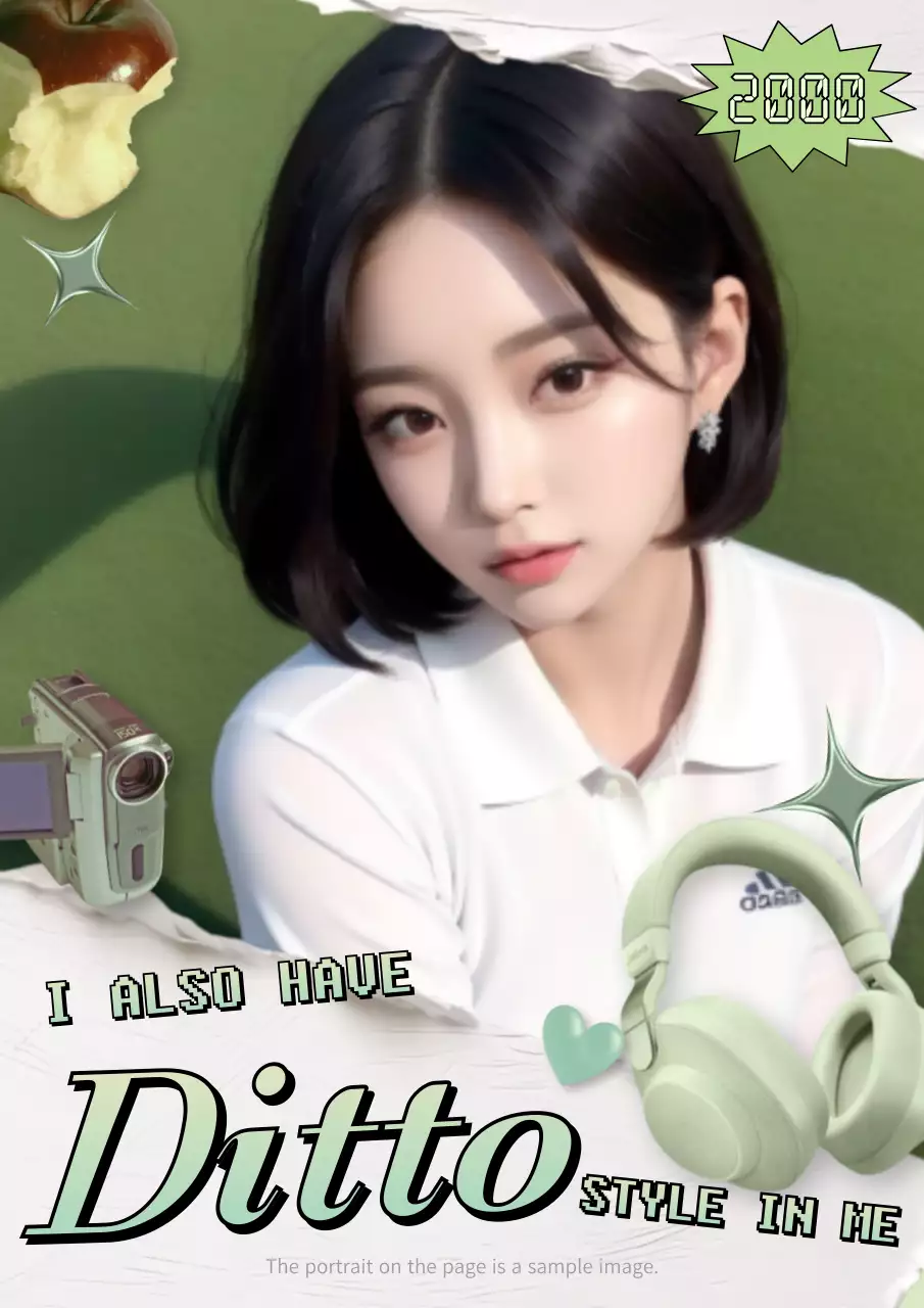 그린 레트로 패션 광고 포스터