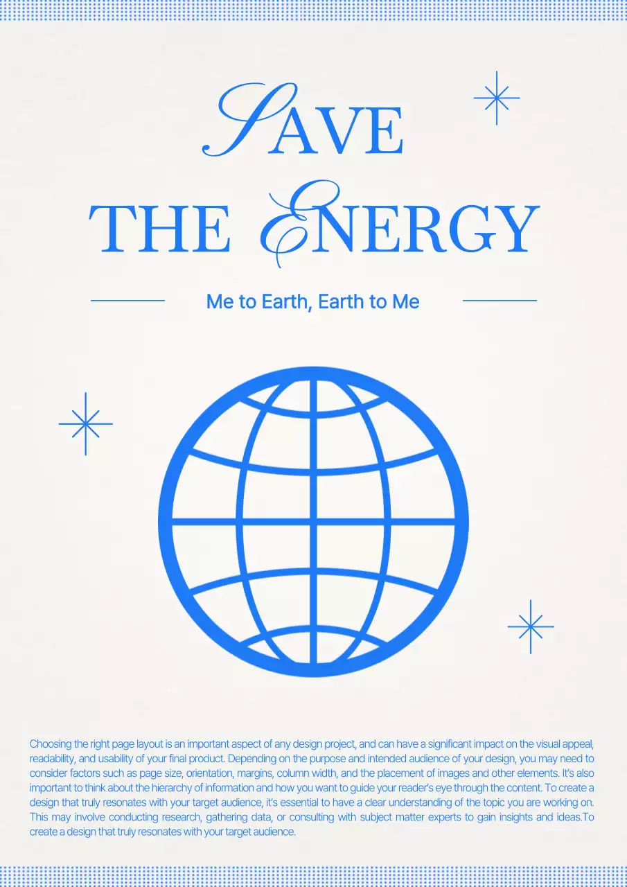 블루 미니멀 에너지 발표 포스터