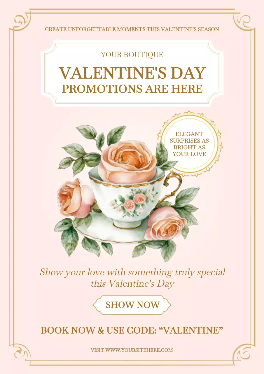 Pink Elegant Valentine's Promotion Poster