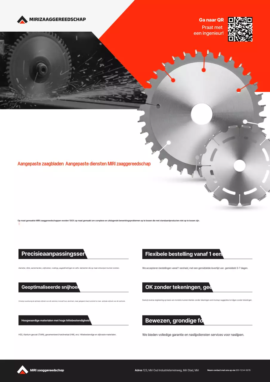 Rode moderne gereedschapsadvertentie