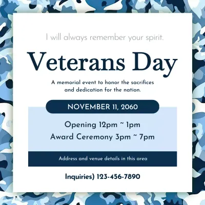Blue Traditional Veterans Announcement Instagram Post