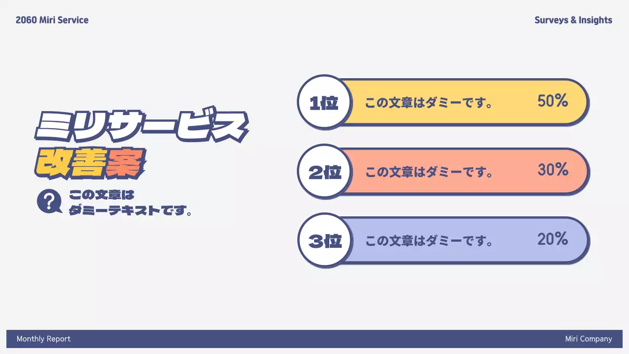 カラフル ポップ アンケート 報告書 プレゼンテーション