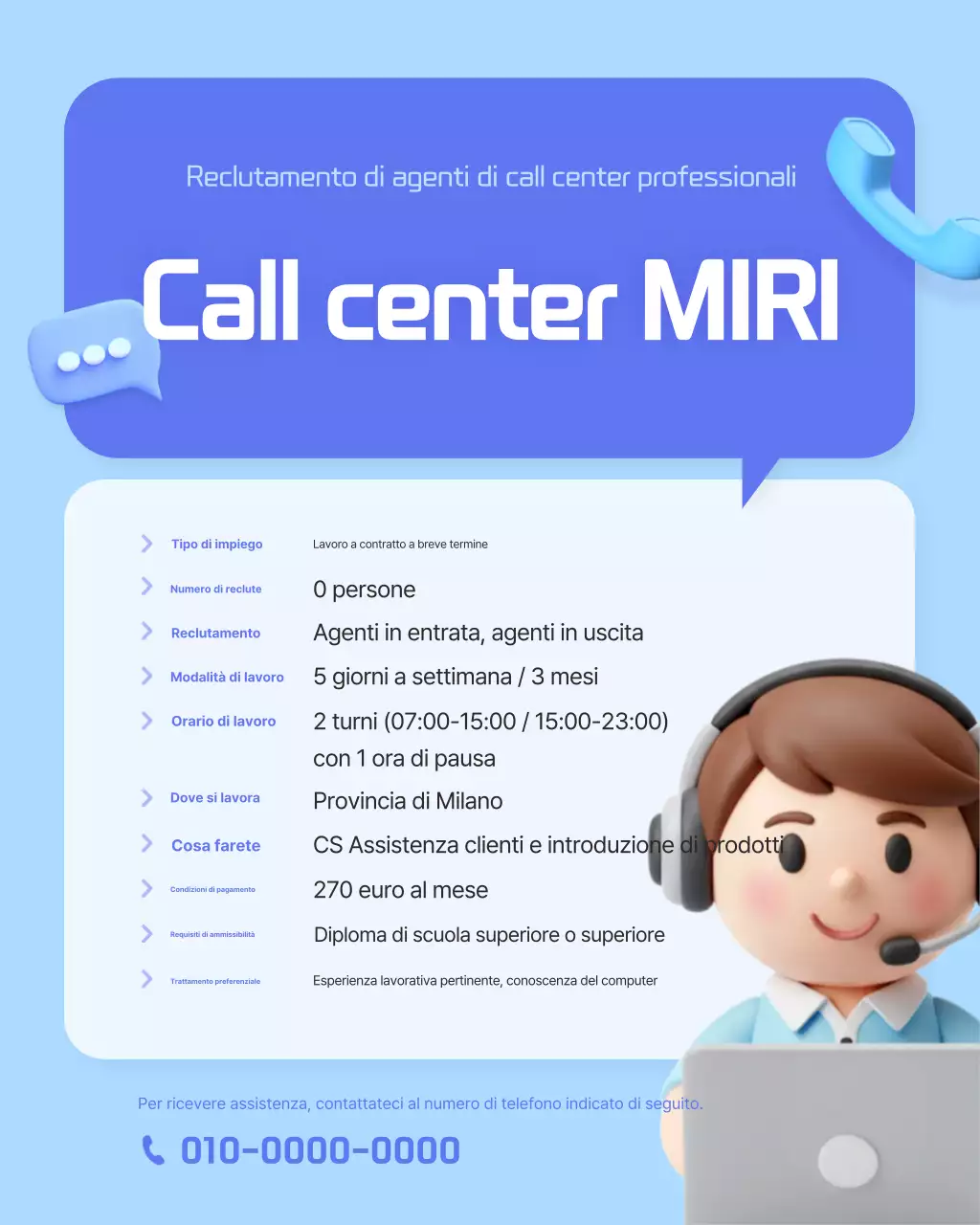 Annuncio di lavoro semplice blu cielo