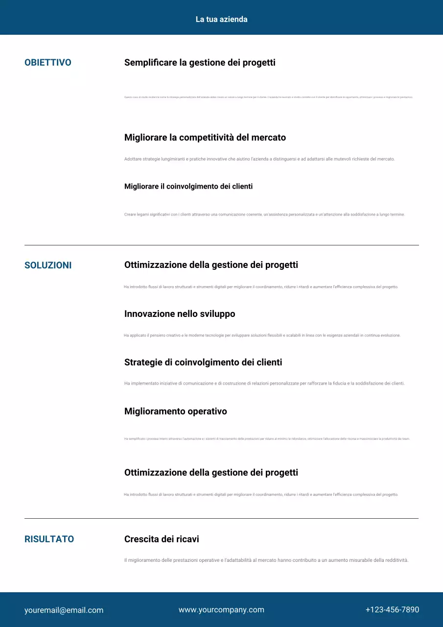 caso di studio aziendale professionale blu