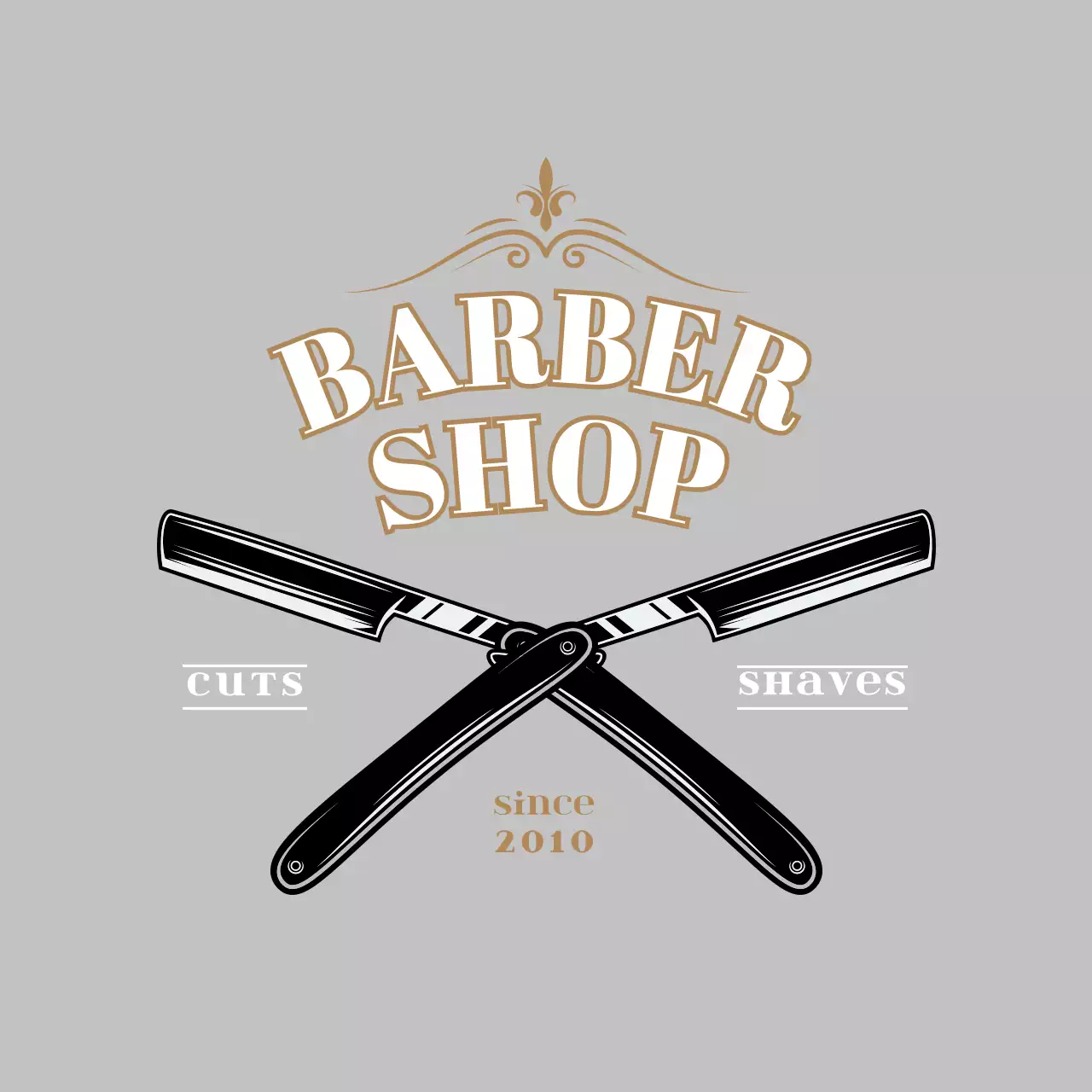 グレーのヴィンテージスタイルの理髪店の看板