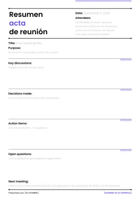 Resumen de las actas de la reunión