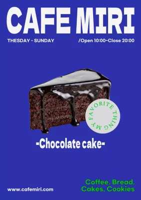 Blue Trendy Chocolate Cake Promotion Poster