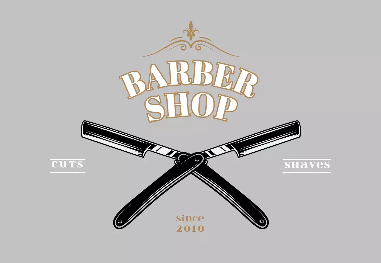 グレーのヴィンテージスタイルの理髪店の看板