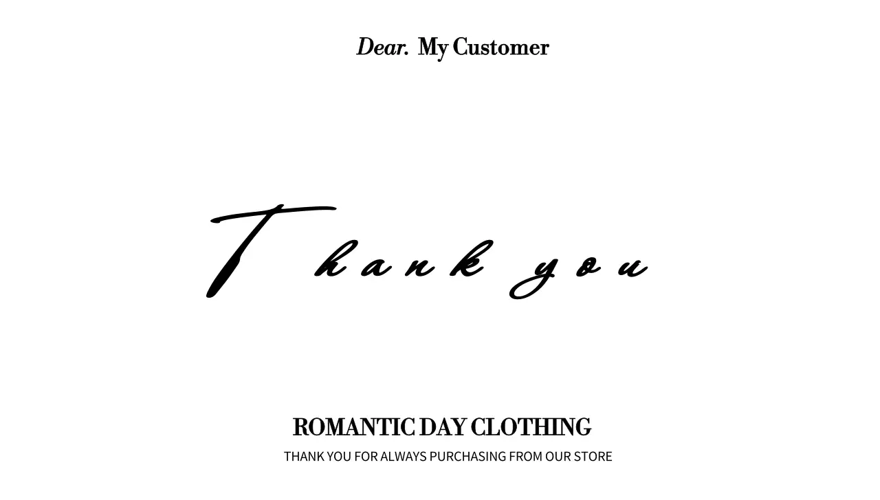 검정색의 흘려쓴 필기체가 포인트인 쇼핑몰의 고객 감사 카드 디자