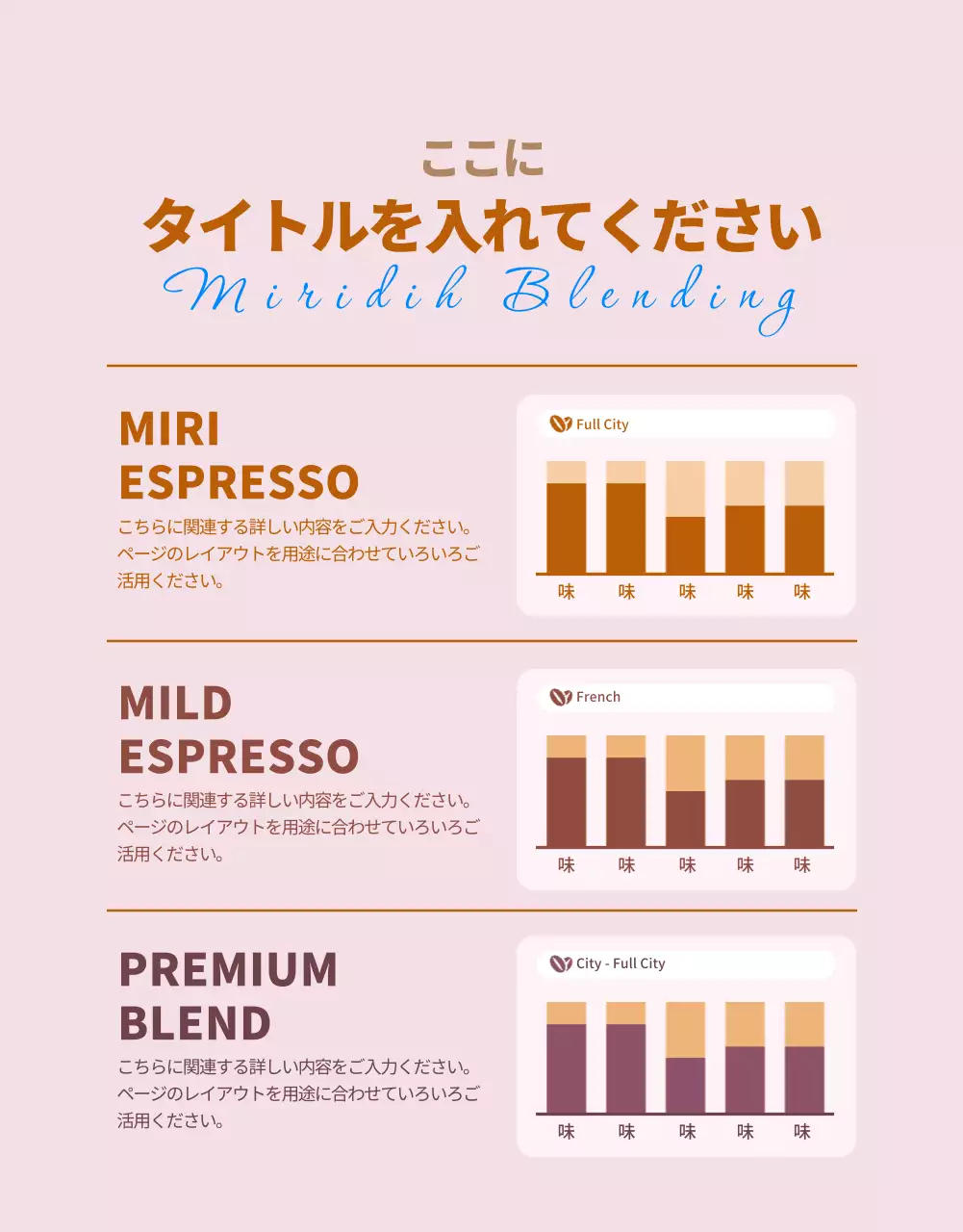 茶色 モダン コーヒー メニュー 詳細ページ