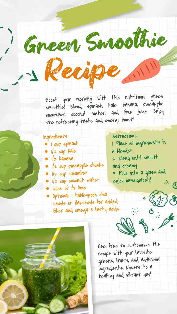 Green Simple Smoothie Recipe Instagram Post