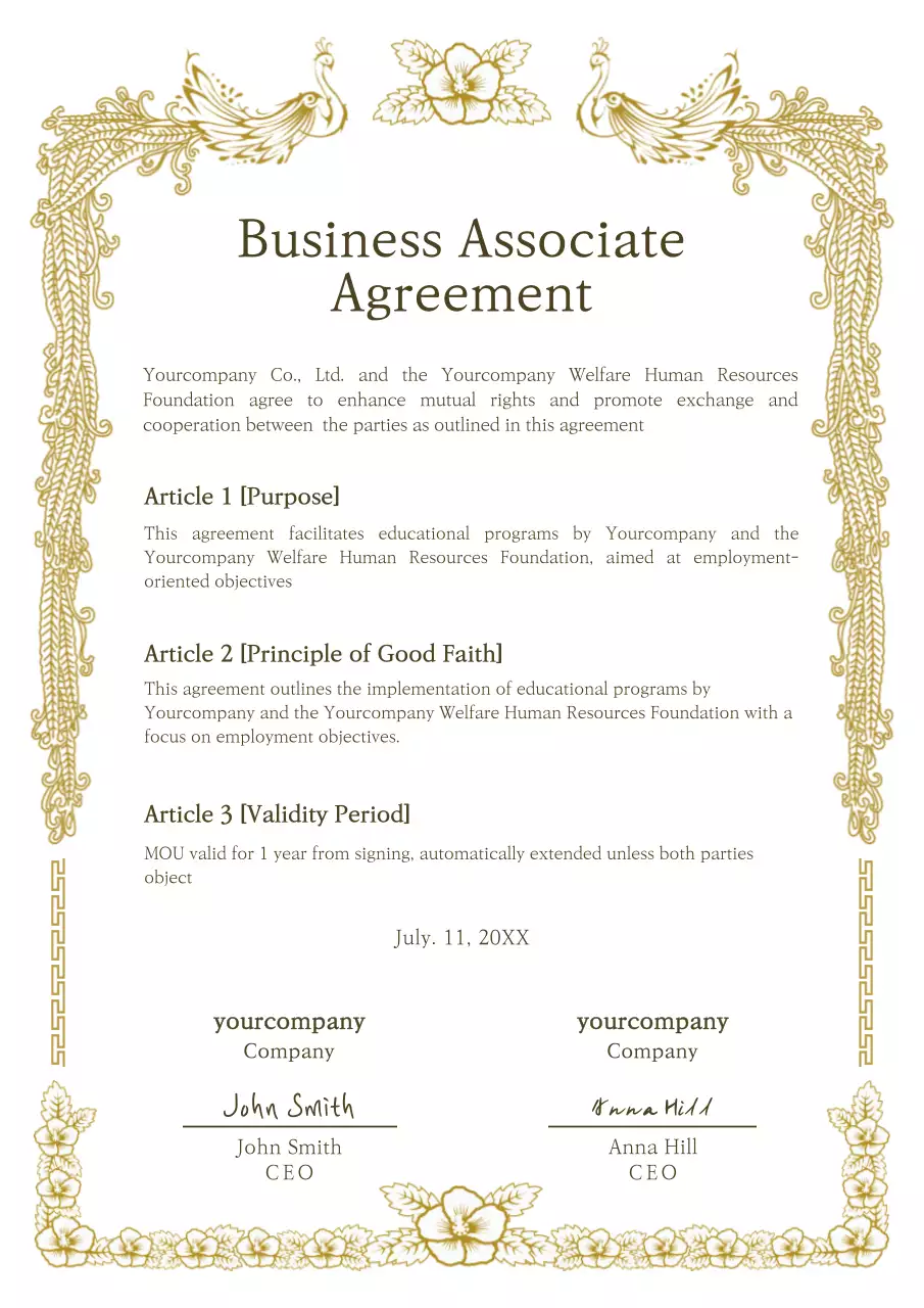 Gold Elegant Business Agreement Document