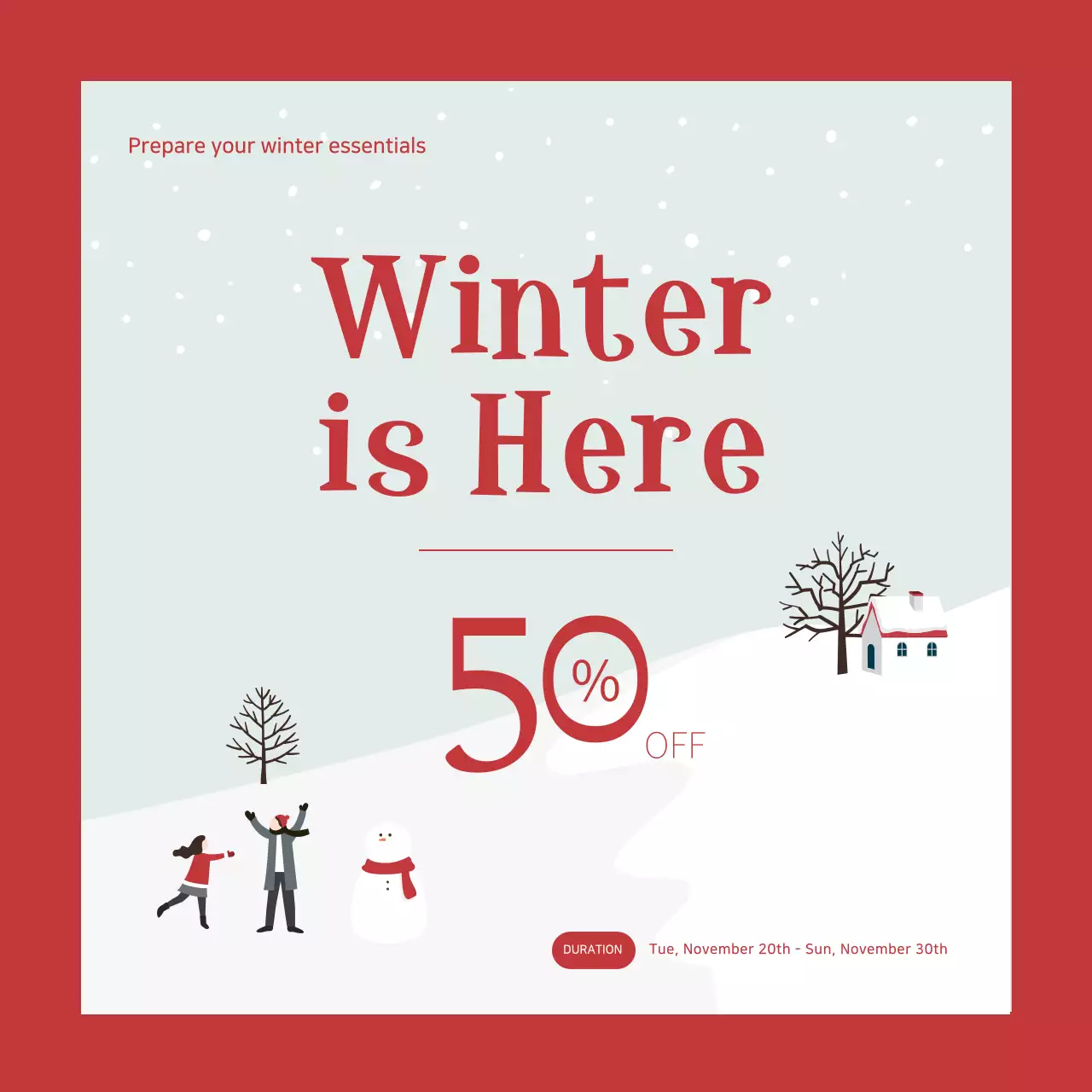 Red Minimal Winter Promotion Instagram Post