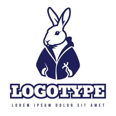 Navy Trendy Rabbit Design Logo