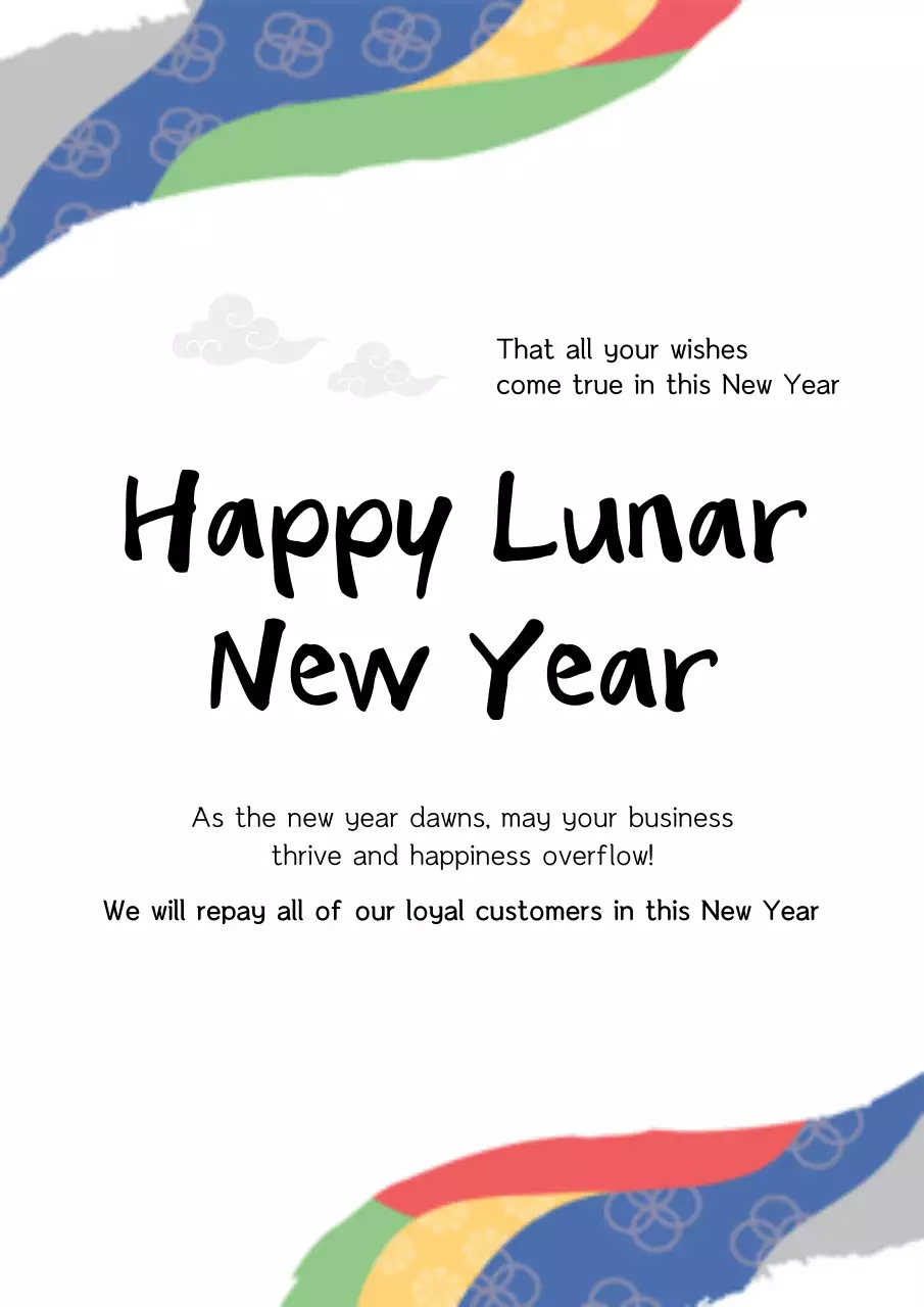 Colorful Traditional New Year Greetings Card Poster