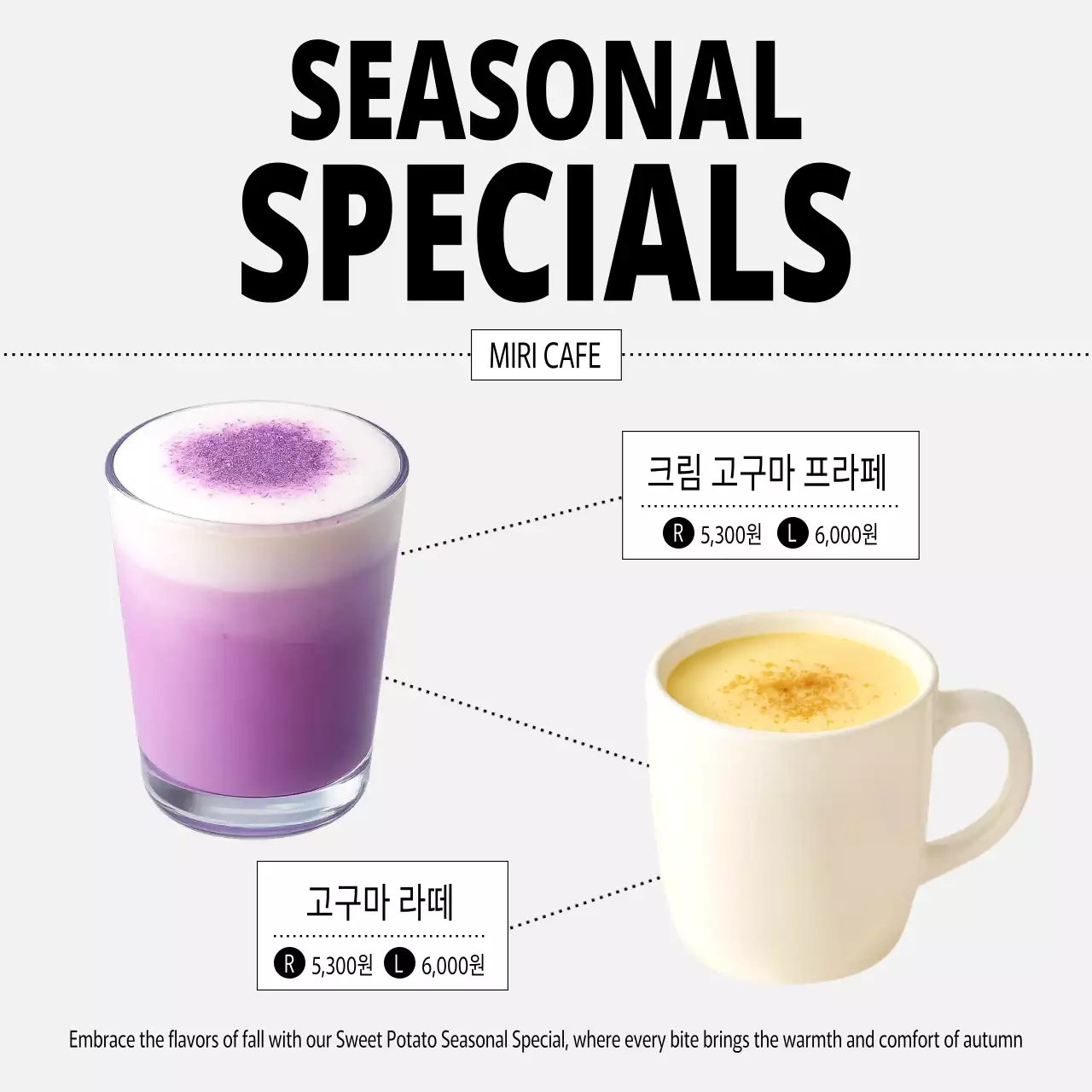 연보라 모던 카페 메뉴 홍보