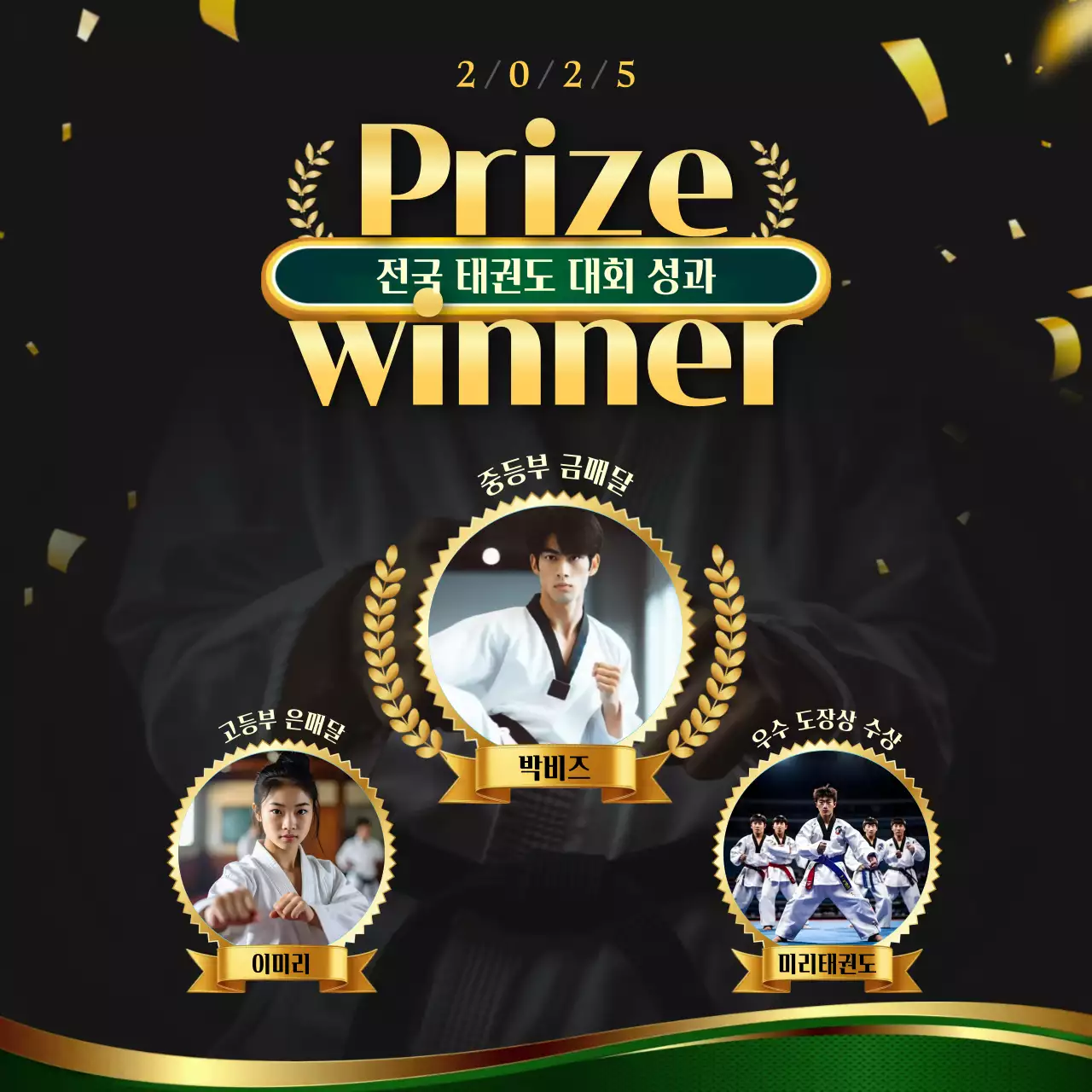 검정 클래식 태권도 상장