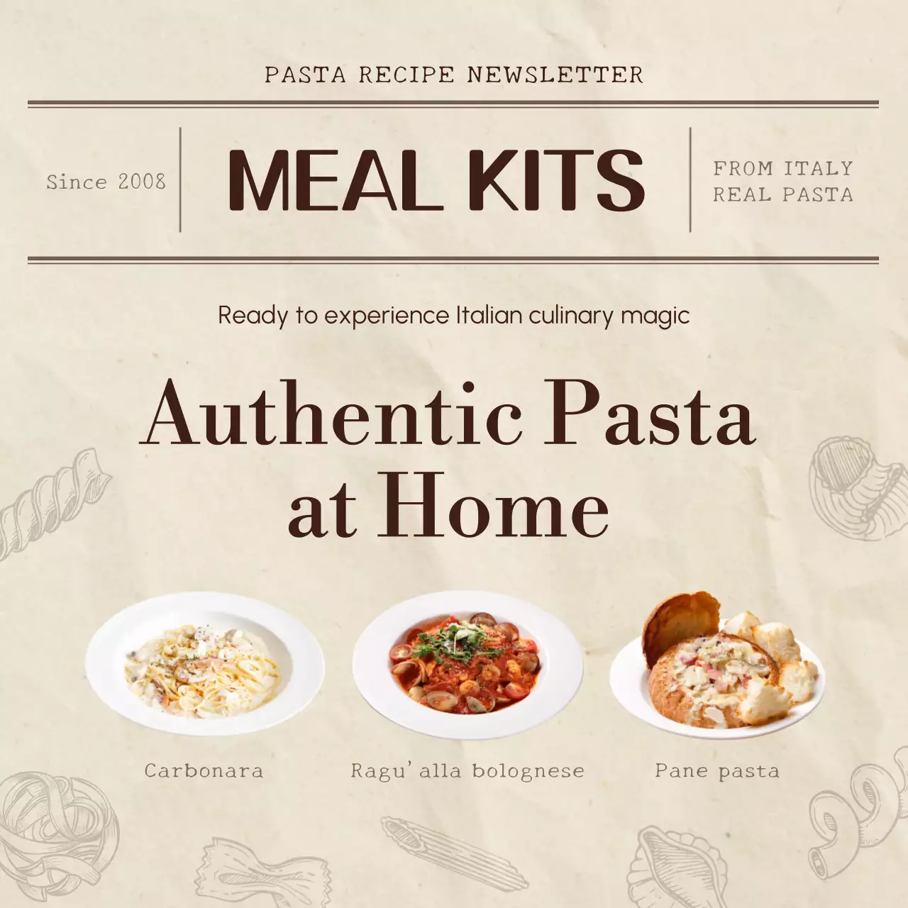 Beige Rustic Pasta Newsletter Instagram Post