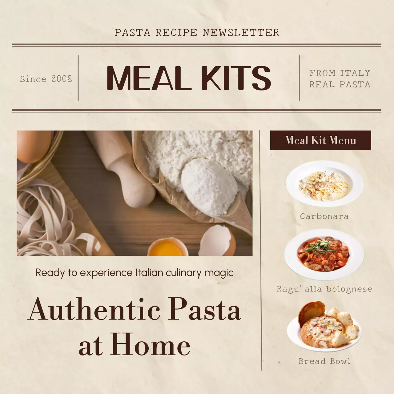 Beige Rustic Pasta Newsletter Instagram Post