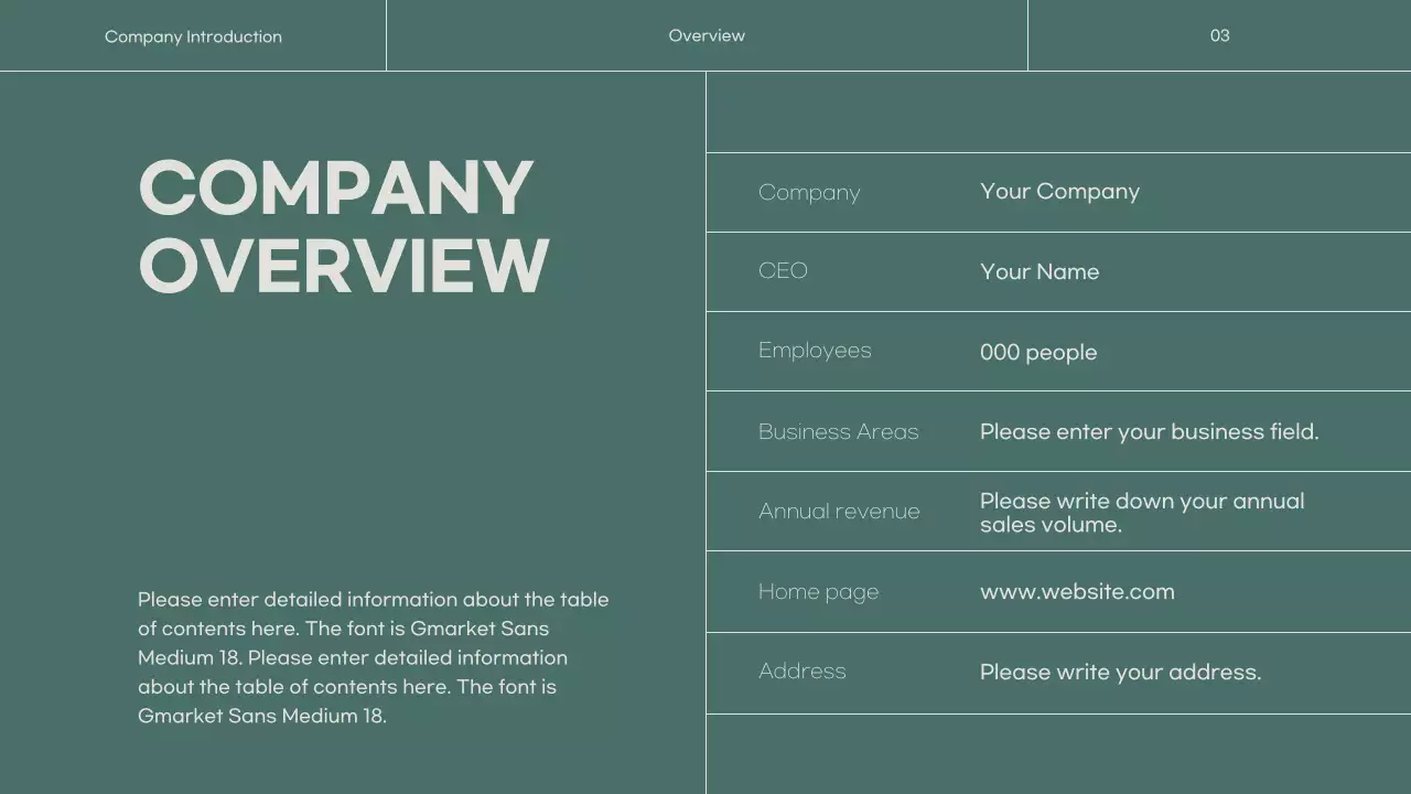 A simple green and beige company profile