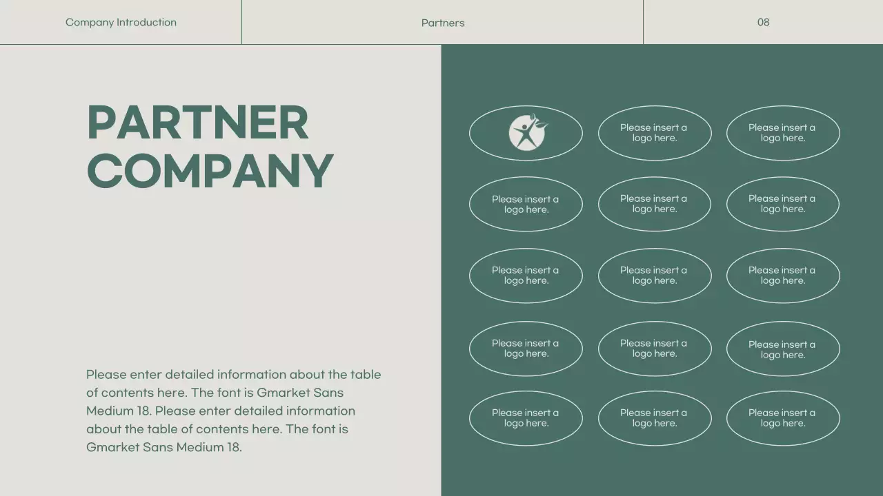 A simple green and beige company profile