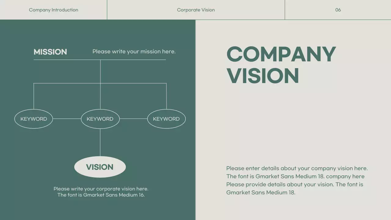 A simple green and beige company profile