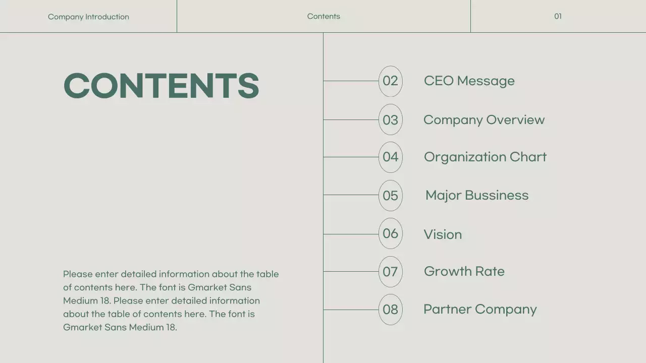 A simple green and beige company profile