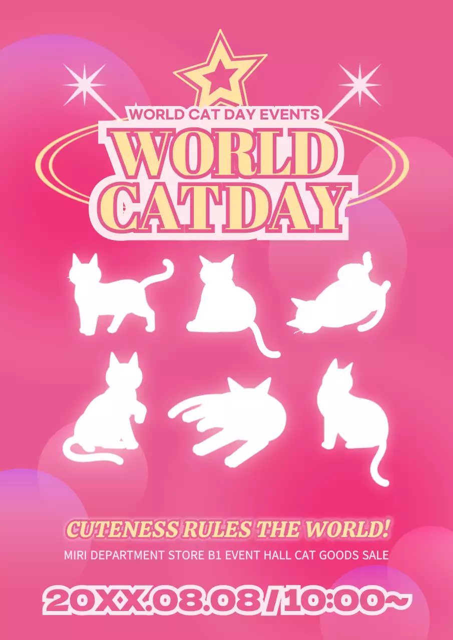 Pink Trendy Cat Promotion Poster