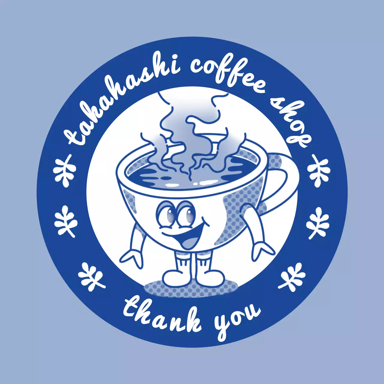 青 かわいい カフェ シール キャラクター